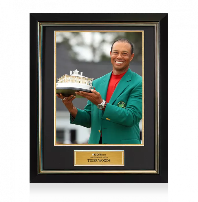 UNSIGNED Tiger Woods Masters Trophy Framed Photo - The 2019 Masters Winner
