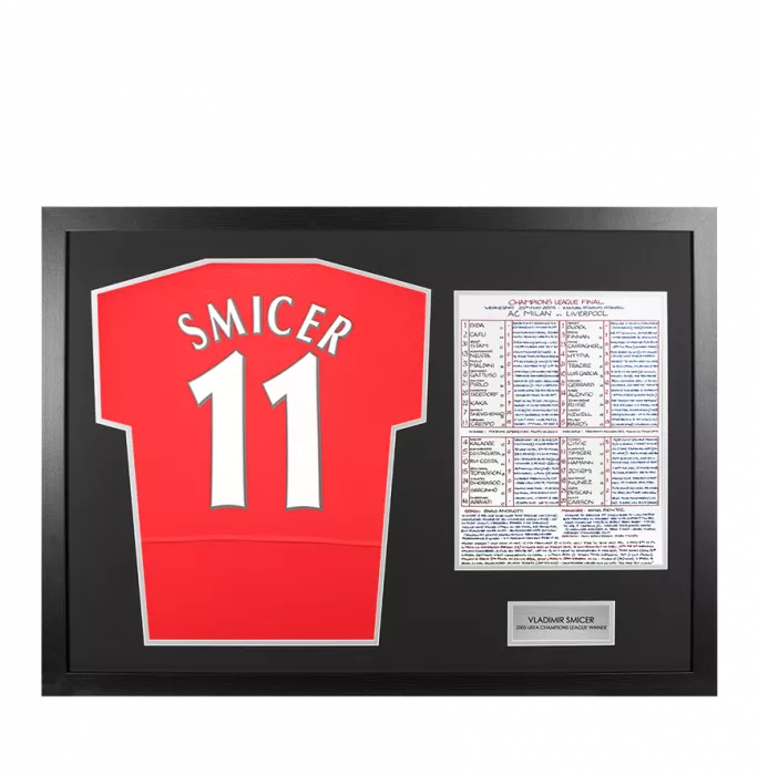 UNSIGNED Vladimir Smicer Liverpool FC 2005 UEFA Champions League Commentary Chart Tribute Frame