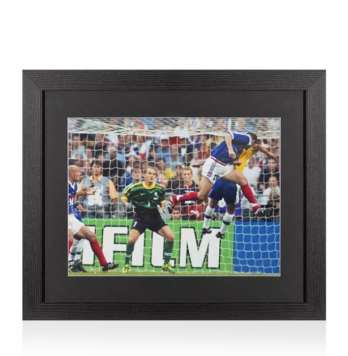 UNSIGNED Zinedine Zidane Photo In Black Wooden Frame: In Action For France Vs Brazil