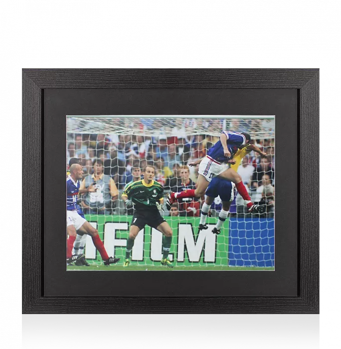 UNSIGNED Zinedine Zidane Photo In Black Wooden Frame: France vs Brazil