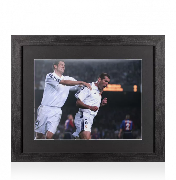 UNSIGNED Zinedine Zidane Photo In Black Wooden Frame: Real Madrid CF Celebration