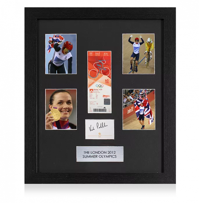 Victoria Pendleton Signed Card & London 2012 Olympics Ticket Frame