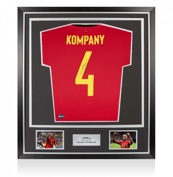 Vincent Kompany Back Signed Belgium 2020-21 Home Shirt In Classic Frame