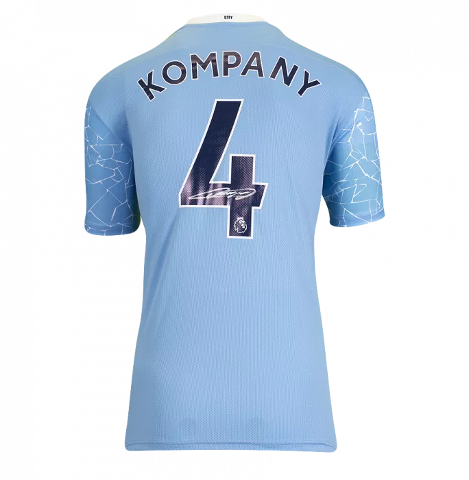 Vincent Kompany Back Signed Manchester City 2020-21 Home Shirt In Hero Frame: Option 1