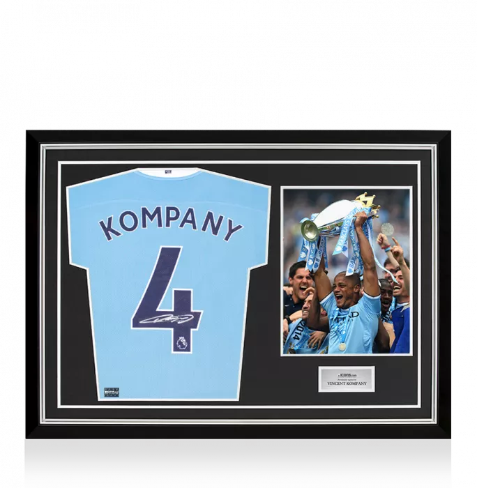 Vincent Kompany Back Signed Manchester City 2020-21 Home Shirt In Hero Frame: Option 1