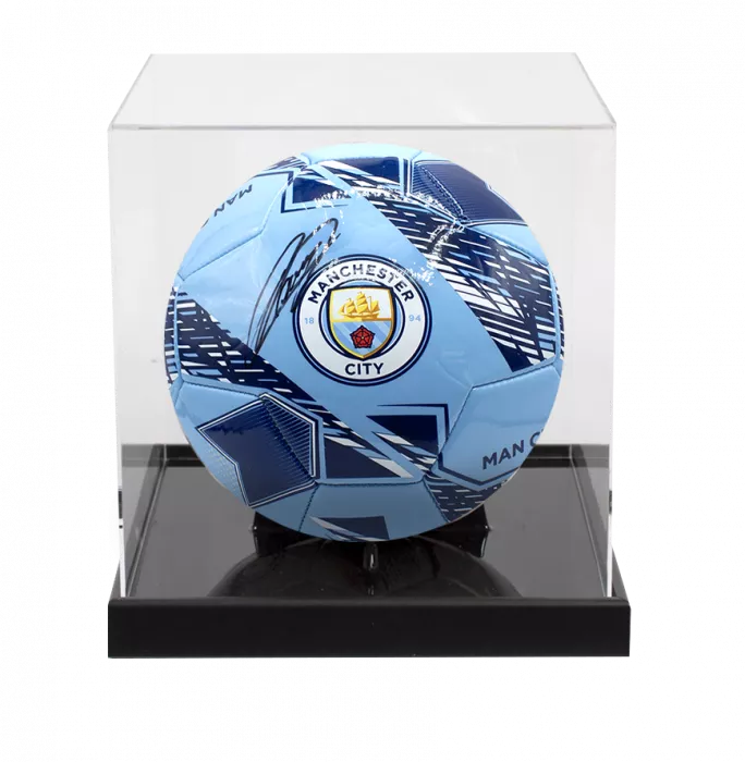 Vincent Kompany Signed Manchester City Football In Acrylic Case