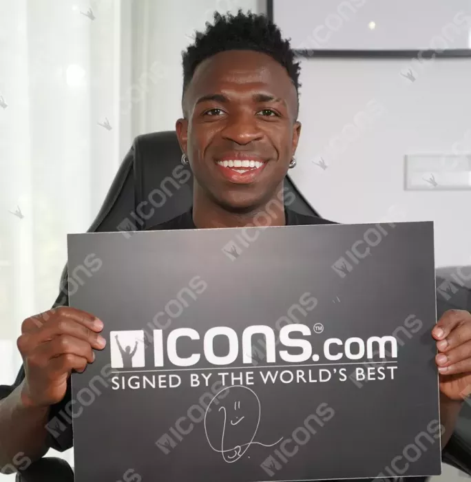 Vinicius Jr Back Signed Real Madrid 2023-24 Home Shirt In Classic Frame