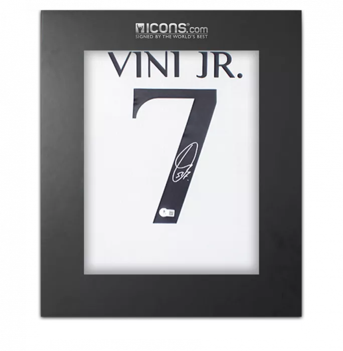Vinicius Jr Back Signed Real Madrid 2023-24 Home Shirt In Deluxe Packaging