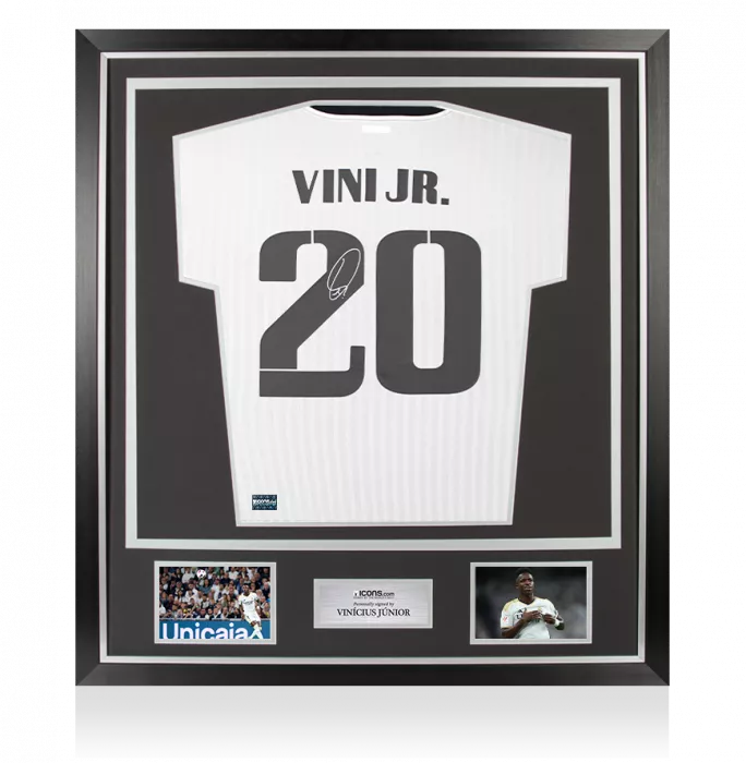Vinicius Jr Back Signed Real Madrid Icon Shirt In Classic Frame