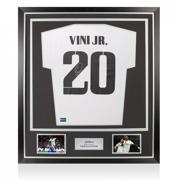 Vinicius Jr Back Signed Real Madrid Modern Home Shirt In Classic Frame