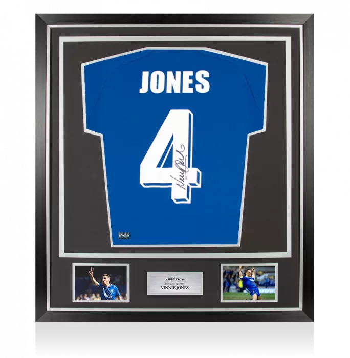 Vinnie Jones Back Signed AFC Wimbledon Home Shirt In Classic Frame
