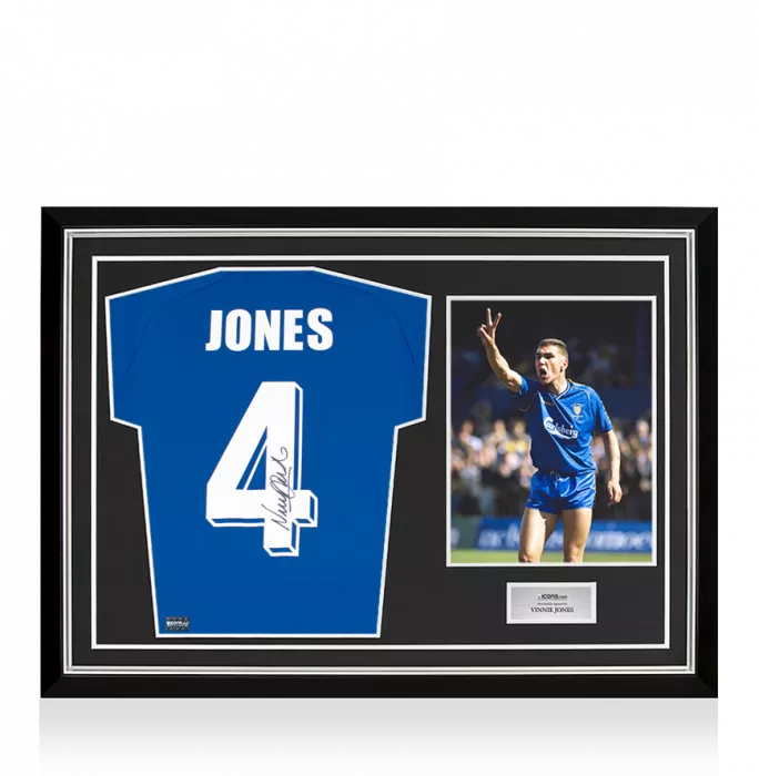 Vinnie Jones Back Signed AFC Wimbledon Home Shirt In Hero Frame: Option 1