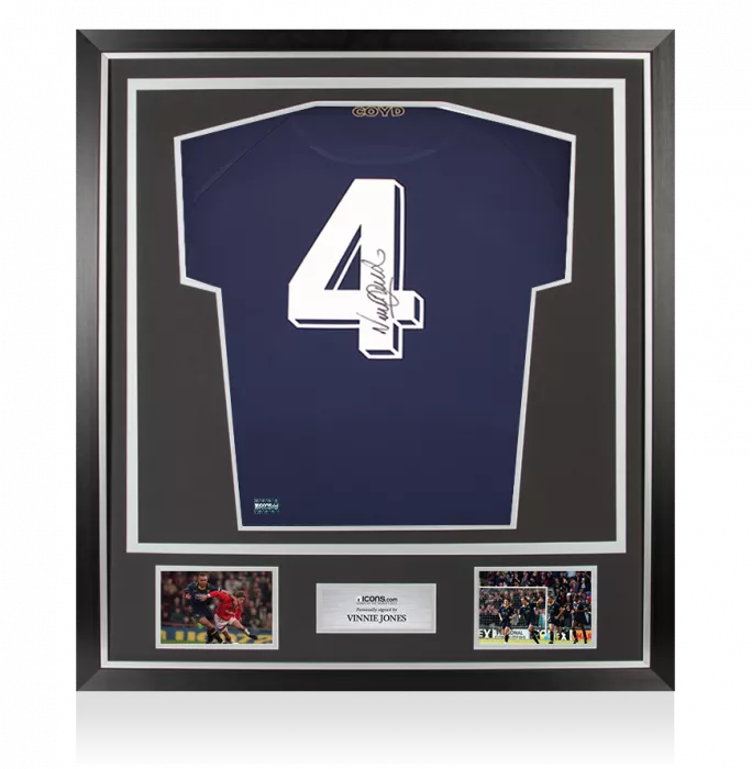 Vinnie Jones Back Signed Modern AFC Wimbledon Shirt In Classic Frame