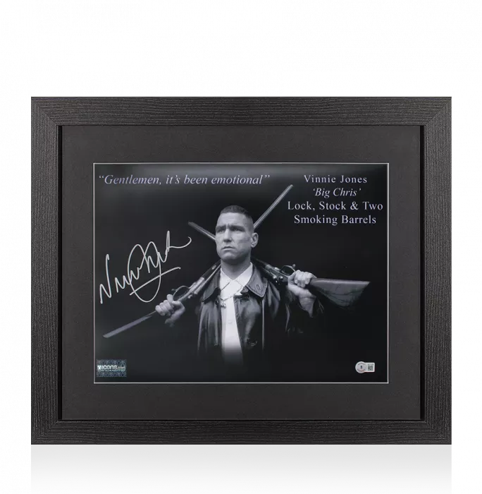 Vinnie Jones Signed Photo In Black Wooden Frame: Lock Stock And Two Smoking Barrels
