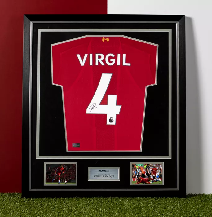 Virgil Van Dijk Back Signed Liverpool 2019-20 Home Shirt In Classic Frame