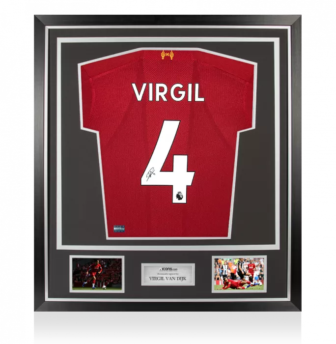 Virgil van Dijk Back Signed Liverpool 2019-20 Home Shirt In Classic Frame