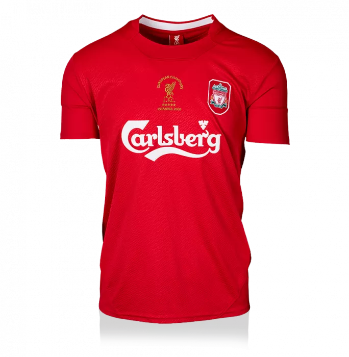 Vladimir Smicer Official UEFA Champions League Back Signed And Framed Liverpool 2005 Home Shirt