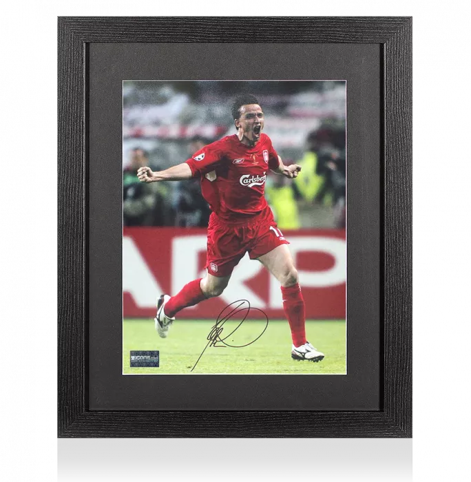 Vladimir Smicer Signed Liverpool Photo In Black Wooden Frame: 2005 UEFA Champions League Winner