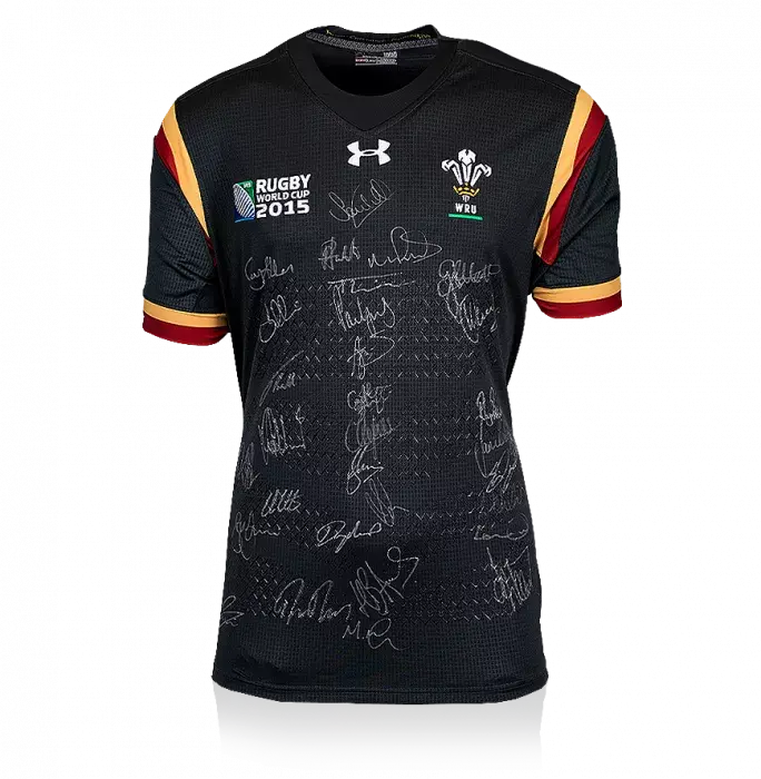 Wales Squad Signed 2015 Rugby World Cup Away Shirt