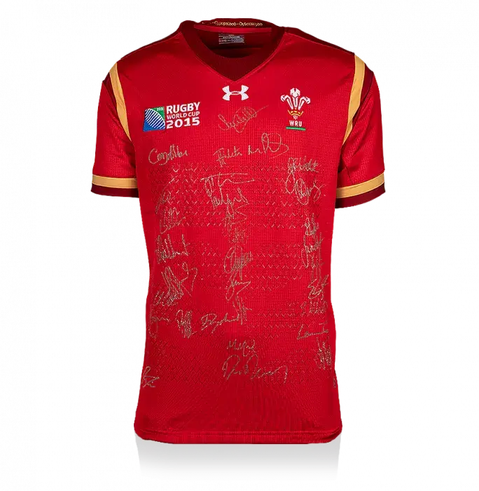 Wales Squad Signed 2015 Rugby World Cup Home Shirt