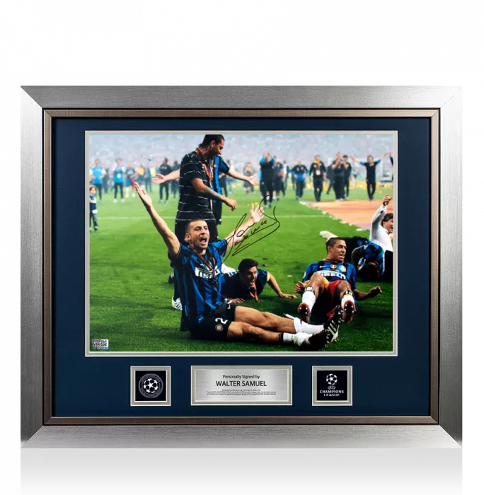 Walter Samuel Official UEFA Champions League Signed and Framed Internazionale Photo: 2010 Winner