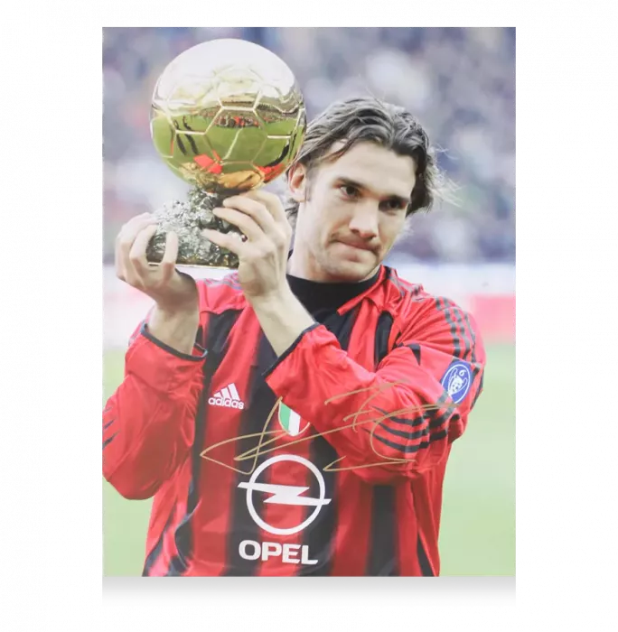WAREHOUSE SECONDS Andriy Shevchenko Signed AC Milan Photo: 2004 Ballon d'Or Winner - Grade C