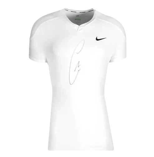 WAREHOUSE SECONDS Carlos Alcaraz Signed Nike Slam Men's Dri-Fit Tennis Top Wimbledon 2024 Winning GRADE B