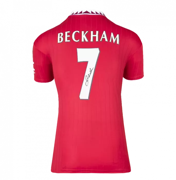 WAREHOUSE SECONDS David Beckham Back Signed Manchester United 2022-23 Home Shirt With Fan Style Number - Grade A