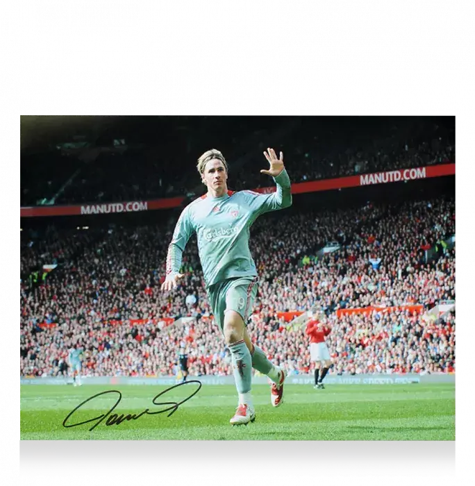 WAREHOUSE SECONDS Fernando Torres Signed Liverpool FC Photo: Goal vs Manchester United - Grade B