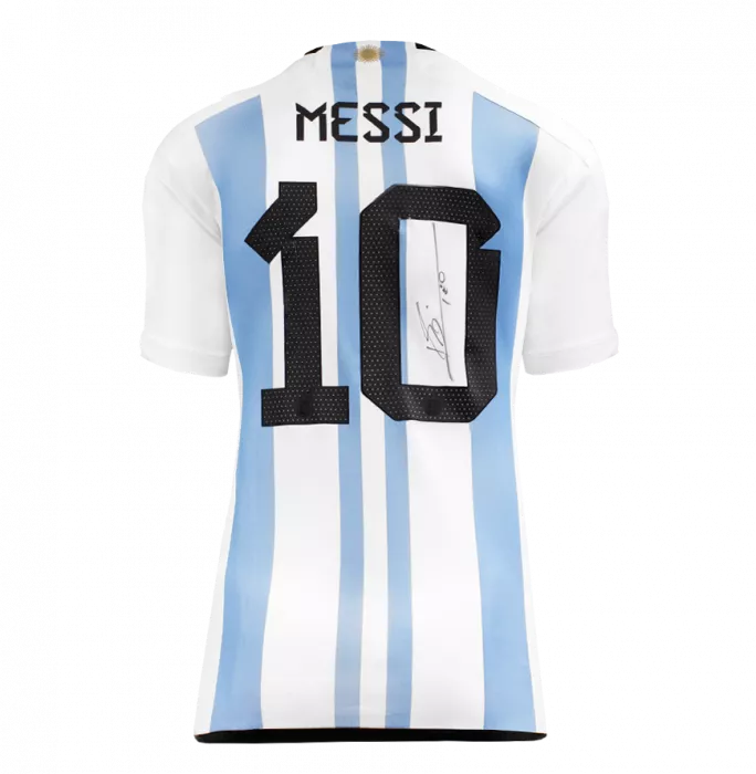 WAREHOUSE SECONDS Lionel Messi Official Back Signed Argentina 2022 Home Shirt - Grade B