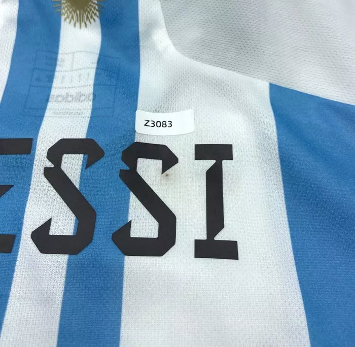 WAREHOUSE SECONDS Lionel Messi Official Back Signed 3 Star Argentina 2022-23 Home Shirt With Fan Style Numbers - Grade A