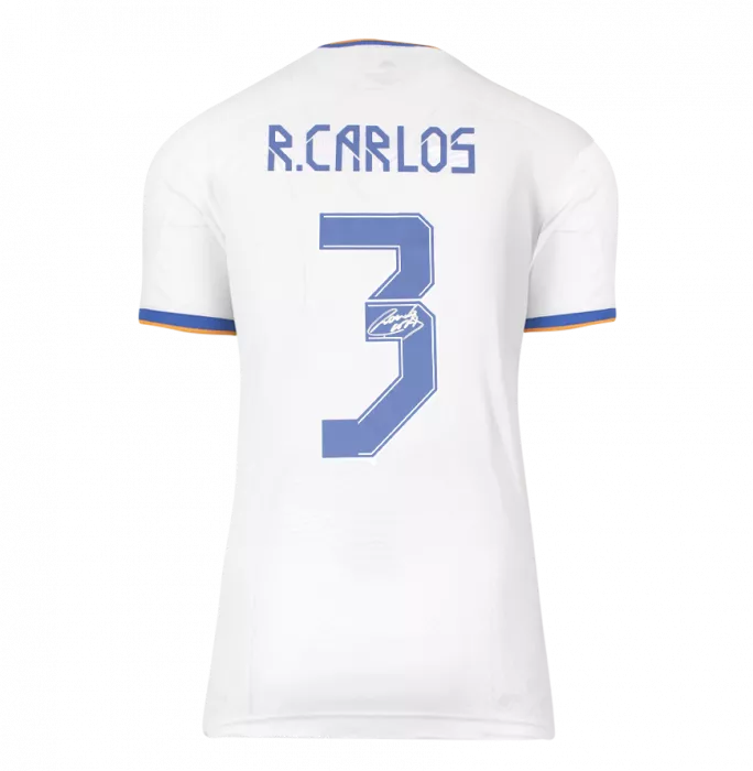WAREHOUSE SECONDS Roberto Carlos Back Signed Real Madrid 2021-22 Home Shirt - Grade C