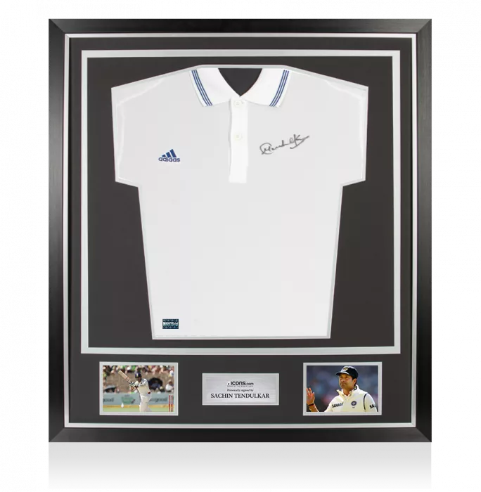 WAREHOUSE SECONDS Sachin Tendulkar Front Signed Adidas Cricket Shirt In Classic Frame – 2