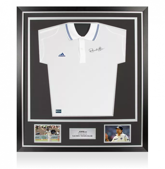 WAREHOUSE SECONDS Sachin Tendulkar Front Signed Adidas Cricket Shirt In Classic Frame – 4