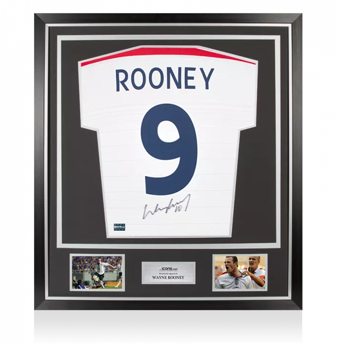 Wayne Rooney Back Signed England 2003-05 Home Shirt: Signed Under Number In Classic Frame