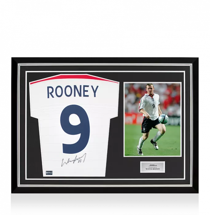 Wayne Rooney Back Signed England 2003-05 Home Shirt: Signed Under Number In Hero Frame: Option 1