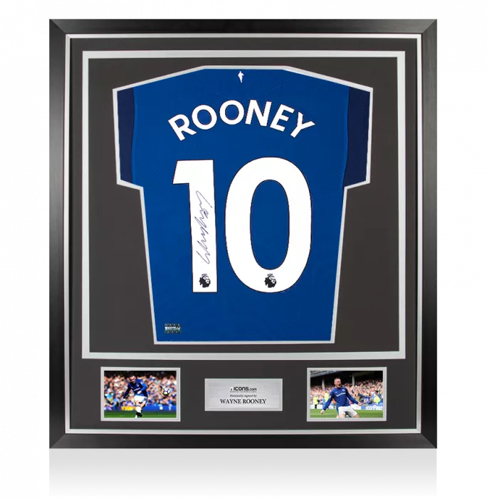 Wayne Rooney Back Signed Everton 2018-19 Home Shirt In Classic Frame