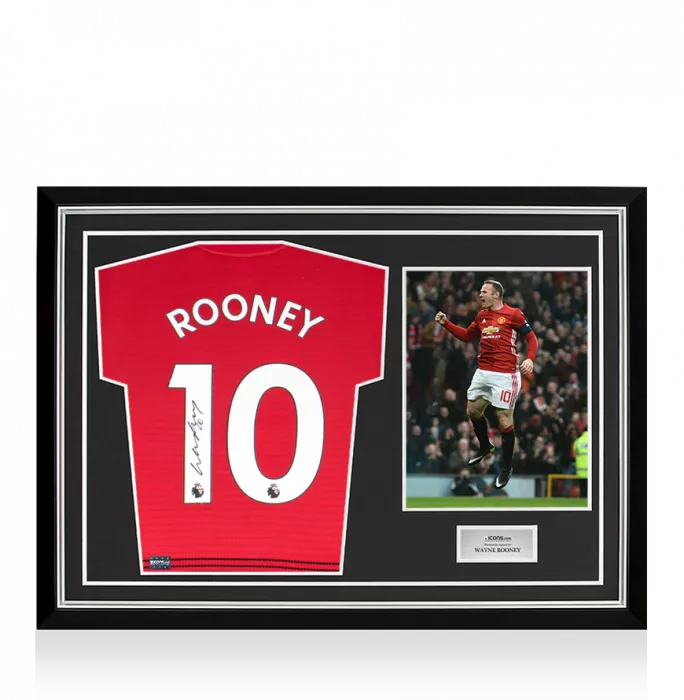 Wayne Rooney Back Signed Manchester United 2018-19 Home Shirt In Hero Frame: Option 1