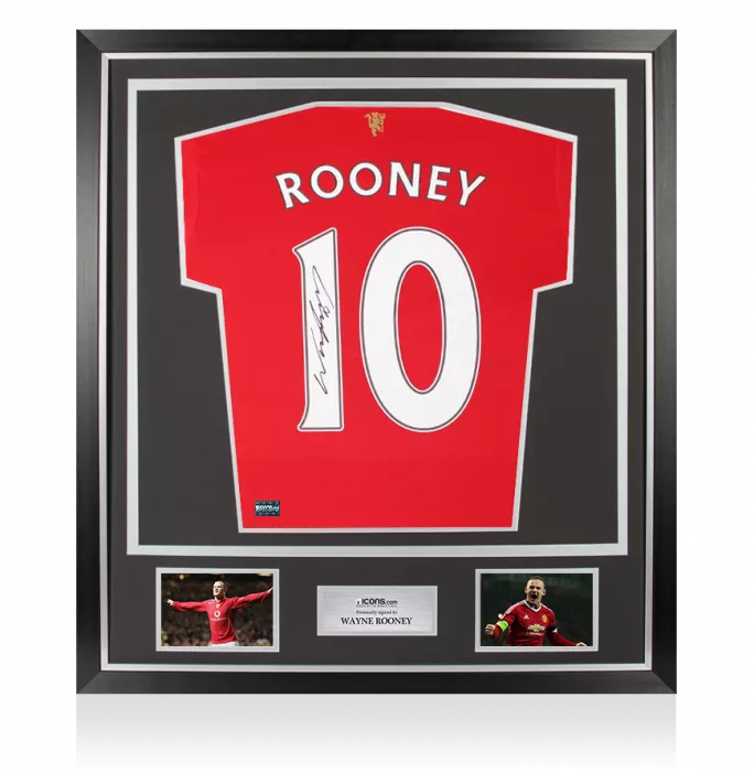 Wayne Rooney Back Signed Manchester United 2021-22 Home Shirt In Classic Frame