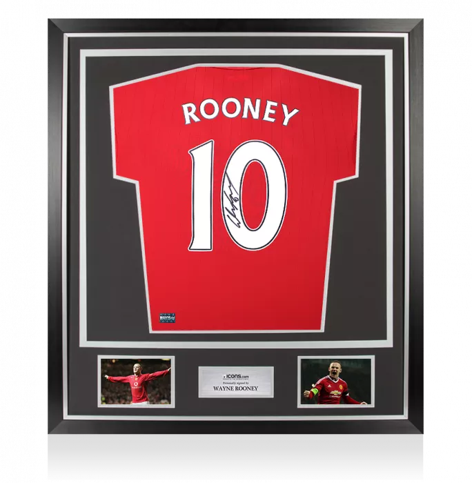 Wayne Rooney Back Signed Manchester United 2022-23 Home Shirt with Fan Style Numbers In Classic Frame