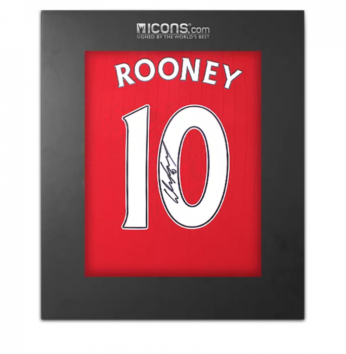 Wayne Rooney Back Signed Manchester United 2022-23 Home Shirt with Fan Style Numbers In Deluxe Packaging