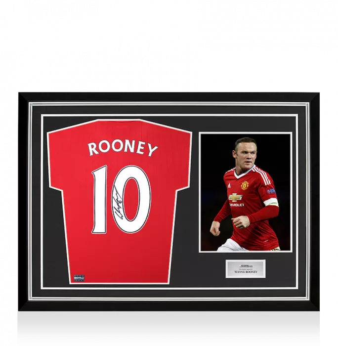 Wayne Rooney Back Signed Manchester United 2022-23 Home Shirt with Fan Style Numbers In Hero Frame: Option 1