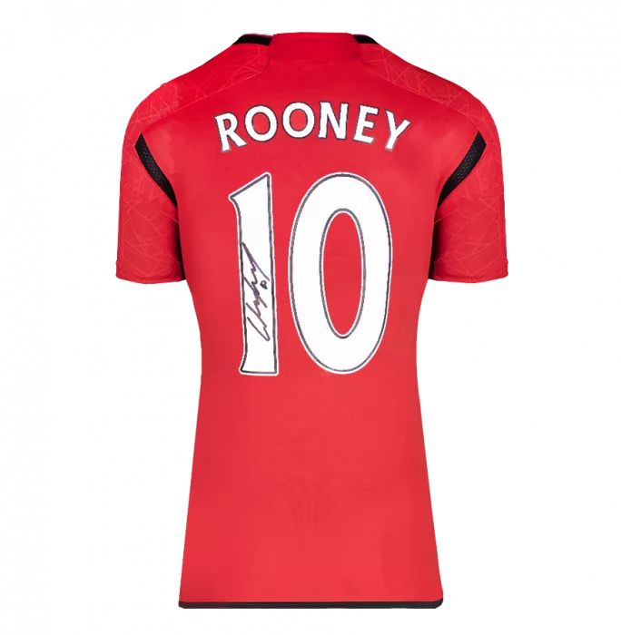 Wayne Rooney Back Signed Manchester United 2023-24 Home Shirt With Fan Style Numbers In Hero Frame: Option 1