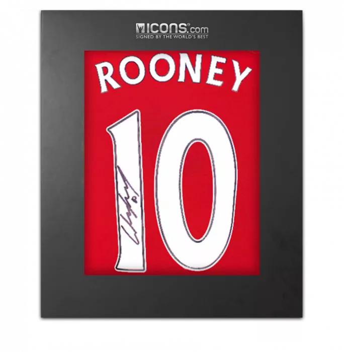 Wayne Rooney Back Signed Manchester United 2023-24 Home Shirt with Fan Style Numbers In Deluxe Packaging