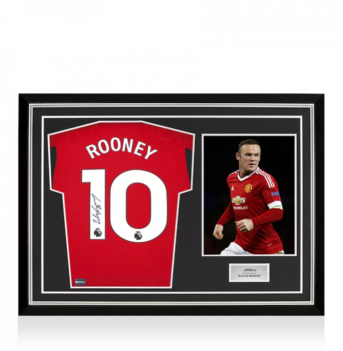 Wayne Rooney Back Signed Manchester United 2023-24 Home Shirt In Hero Frame: Option 1