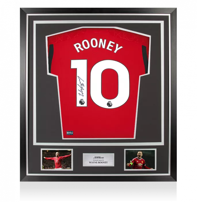 Wayne Rooney Back Signed Manchester United 2023-24 Home Shirt In Classic Frame