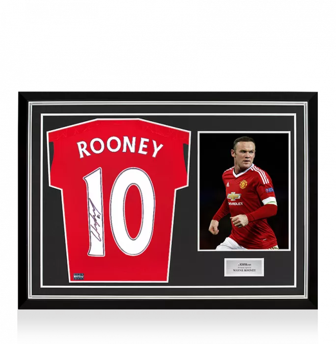 Wayne Rooney Back Signed Manchester United 2023-24 Home Shirt with Fan Style Numbers In Hero Frame: Option 1
