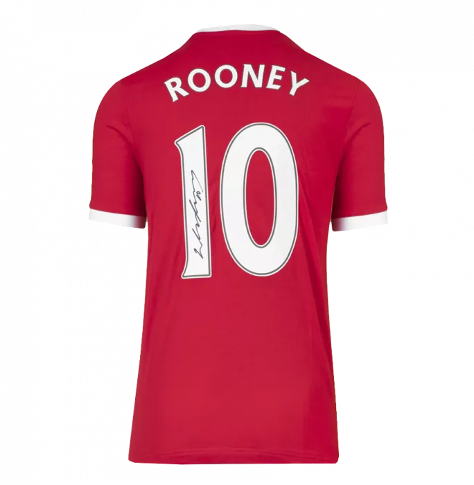Wayne Rooney Back Signed Manchester United Shirt With Fan Style Number