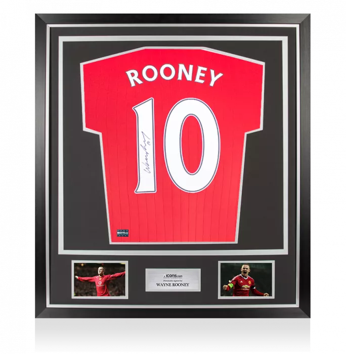 Wayne Rooney Back Signed Modern Manchester United Home Shirt In Classic Frame