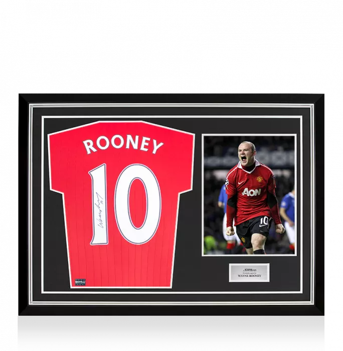 Wayne Rooney Back Signed Modern Manchester United Home Shirt In Hero Frame: Option 1